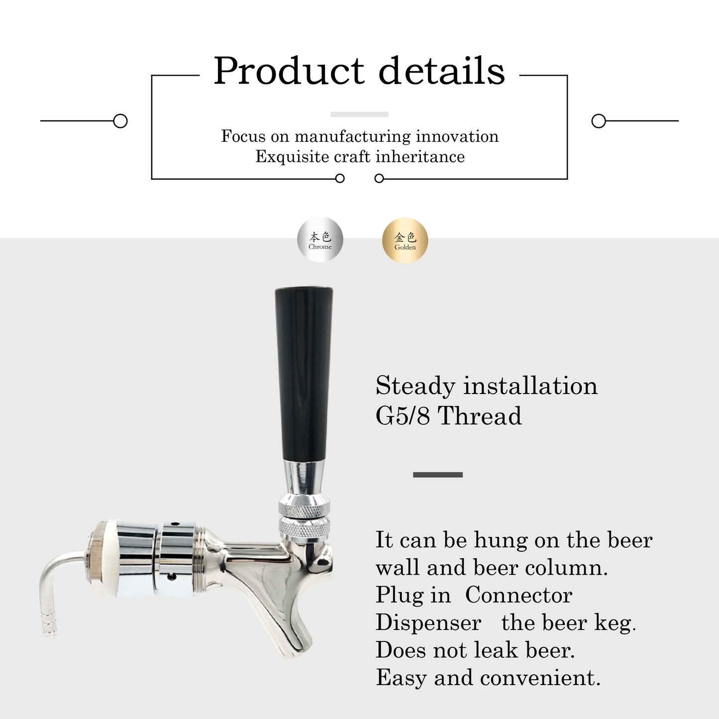 TWELVETAP Stainless Steel Beer Tap for Keg Tap Tower Beer Shank & Kegerator Beer Faucet Classic Beer Dispensing Tap Standard Faucet Tap