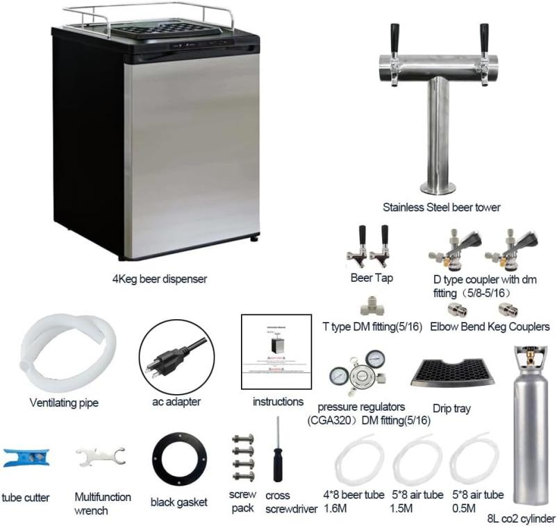 TWELVETAP- 4 Keg Capacity beer dispenser-Double Tap Stainless Steel Kegerator-Designed for Homebrewers