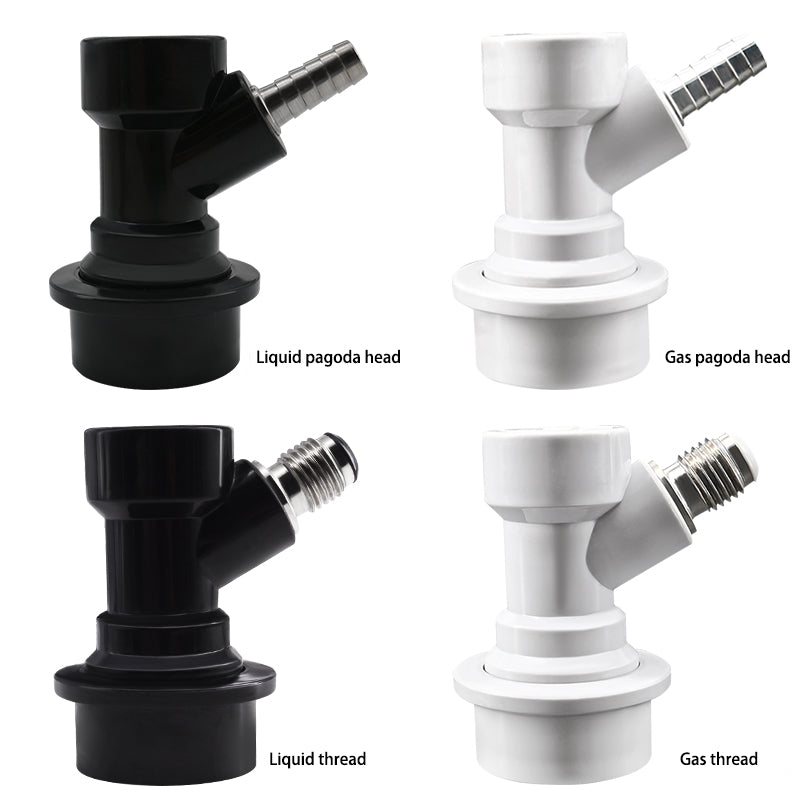 TWELVETAP 1 Pair Ball Lock keg couplers Barb Gas&Liquid Beer Quick Disconnects Sets Black for Liquid,Gray for Gas