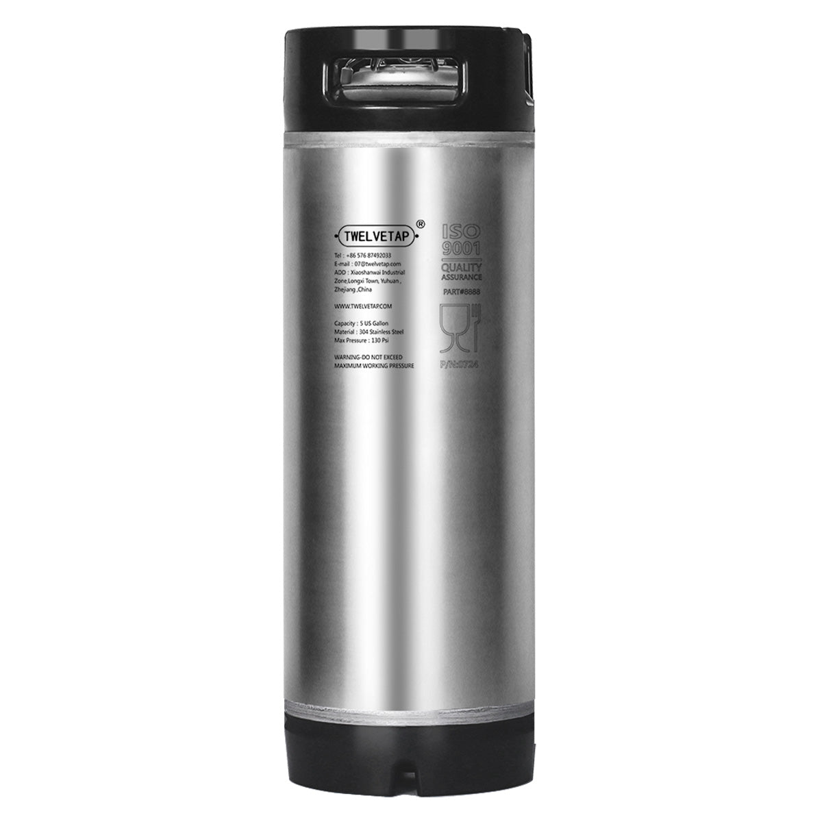 TWELVETAP 5Gal/19L Beer Keg Corny Tank 304 Stainless Steel Coke Syrup Milk Soda Barrel Rubber Handle Bucket Ball Lock Cornelius Style
