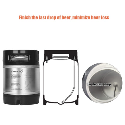 TWELVETAP 1.75 Gal Rubber Handle Corney Beer Keg 6.5L Premium Stainless Steel Homebrew Growler Leak Proof Lid Soda Barrel Home Brew