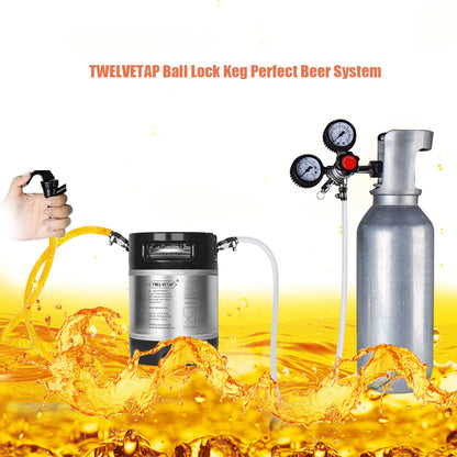TWELVETAP 1.75 Gal Rubber Handle Corney Beer Keg 6.5L Premium Stainless Steel Homebrew Growler Leak Proof Lid Soda Barrel Home Brew