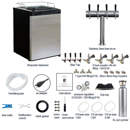 TWELVETAP- 4 Keg Capacity beer dispenser-Four Tap Stainless Steel Kegerator-Designed for Homebrewers