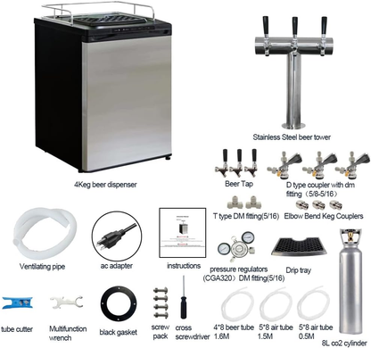 TWELVETAP- 4 Keg Capacity beer dispenser-Three Tap Stainless Steel Kegerator-Designed for Homebrewers